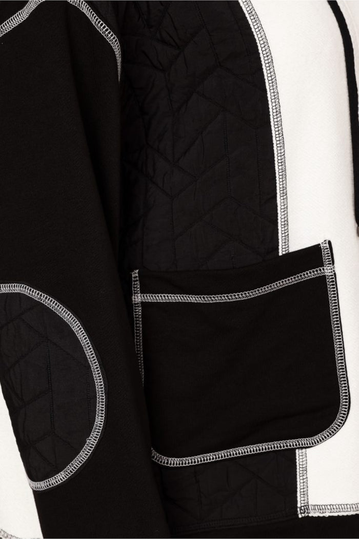 Naya NAW26168 Two Tone Black & Winter White Jacket With Coverseam Stitch Detail Shop Naya at Dotique