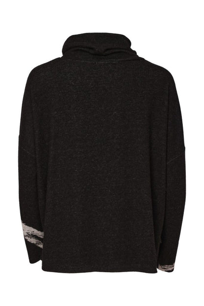 Naya NAW26202 Brush Stroke Print High Neck Top Black/Silver back view. Shop Naya at Dotique.