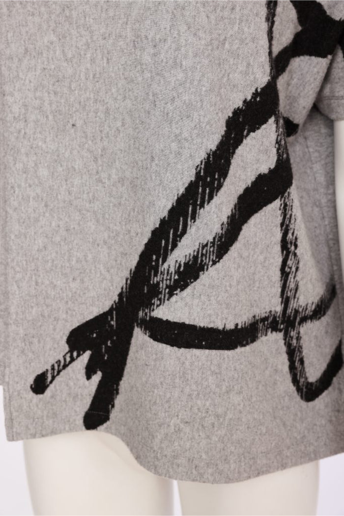 Naya NAW26204 Brush Stroke Print Square Shaped High Neck Top Silver/Black Shop Naya at Dotique