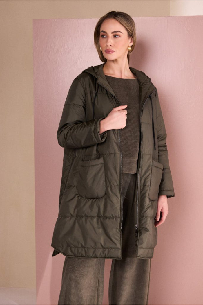 Naya NAW26254 Army Green Ribbed Round Neck Top by Naya Shop Naya at Dotique