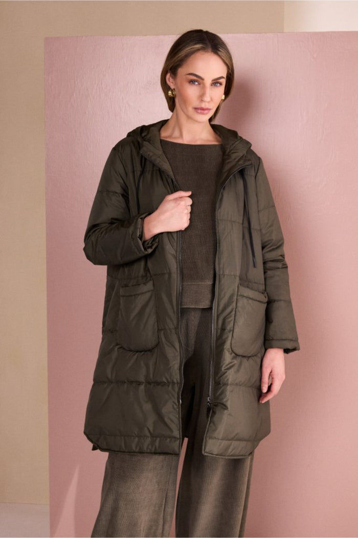 Naya NAW26254 Army Green Ribbed Round Neck Top by Naya Shop Naya at Dotique