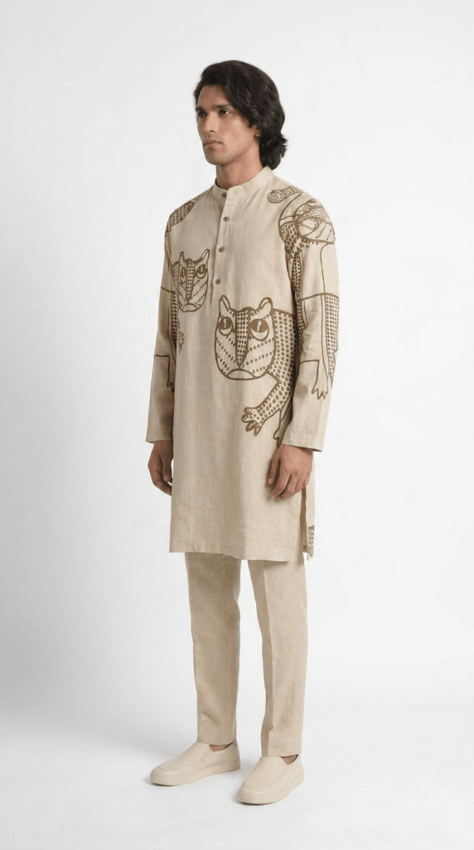 Gond Tiger Kurta Set Men - Naymish Designs