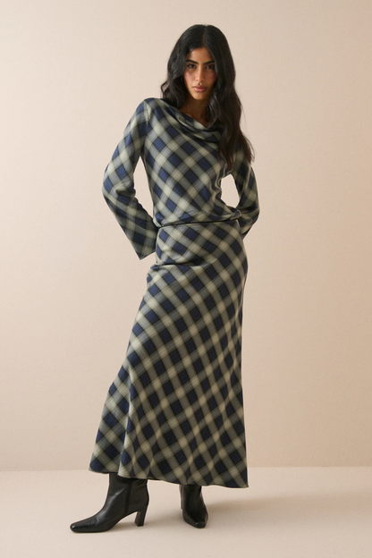 Nobody's Child Navy Check Otto Maxi Skirt on model. Shop Nobody’s Child at Dotique