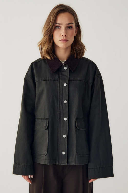 Noella N-Mahina Jacket Forest Green worn by a model. Shop Noella at Dotique