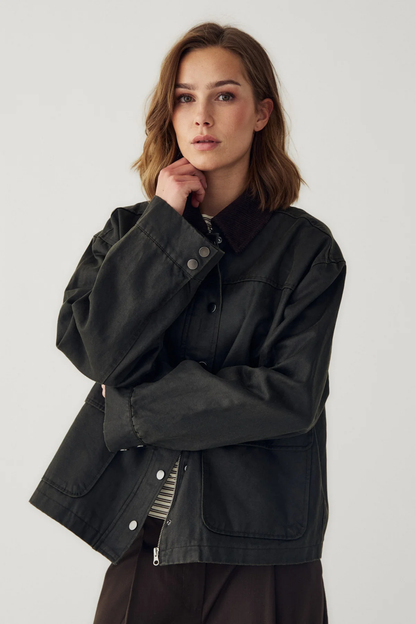 Model wearing Noella N-Mahina Jacket Forest Green by Noella. Shop Noella at Dotique