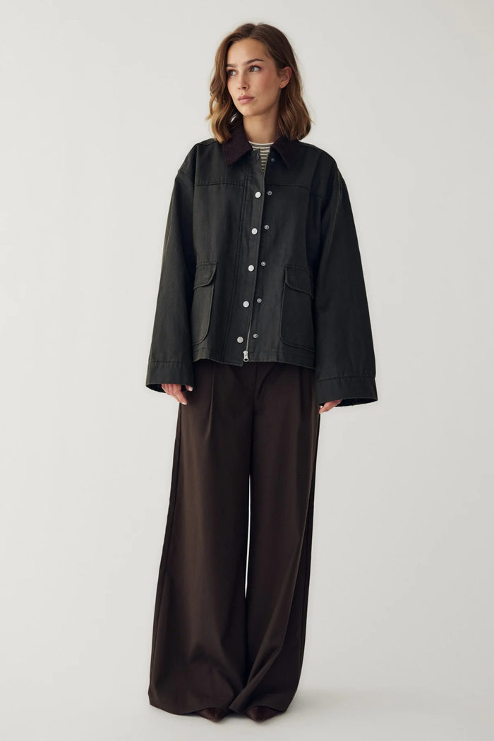 Noella N-Mahina Jacket Forest Green worn by a model. Shop Noella at Dotique