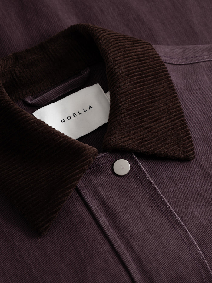 Close-up of Noella N-Mercer Jacket Winter Bloom Wash collar and brand label. Shop Noella at Dotique