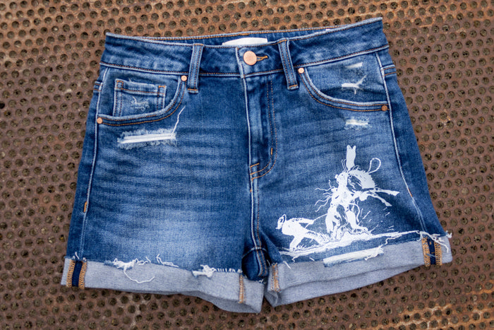 Not Without a Fight Mid Rise Cuffed Denim Shorts