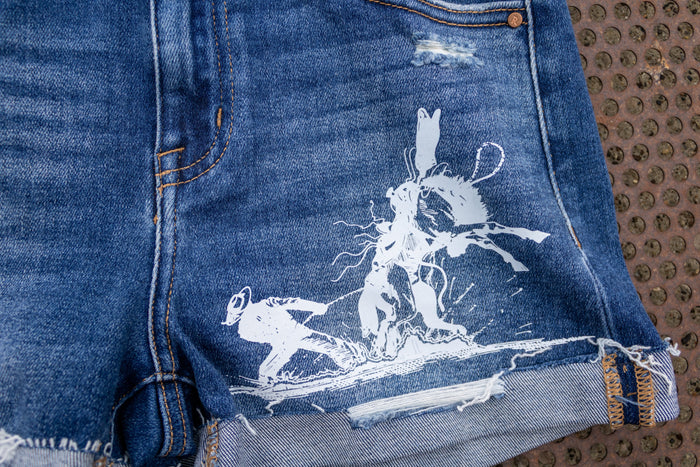 Not Without a Fight Mid Rise Cuffed Denim Shorts