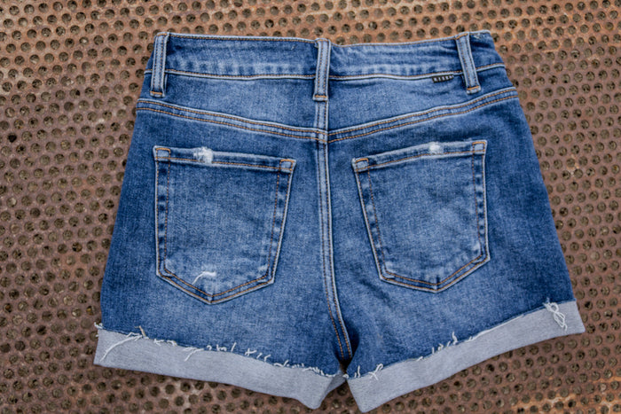 Not Without a Fight Mid Rise Cuffed Denim Shorts