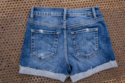 Not Without a Fight Mid Rise Cuffed Denim Shorts
