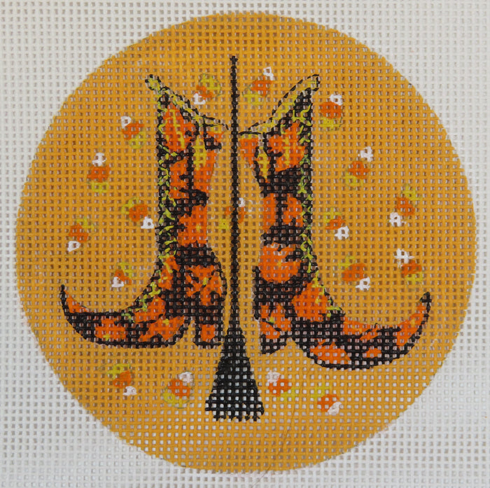 Orange Flowers Witch Shoes Round