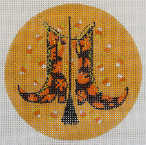 Orange Flowers Witch Shoes Round