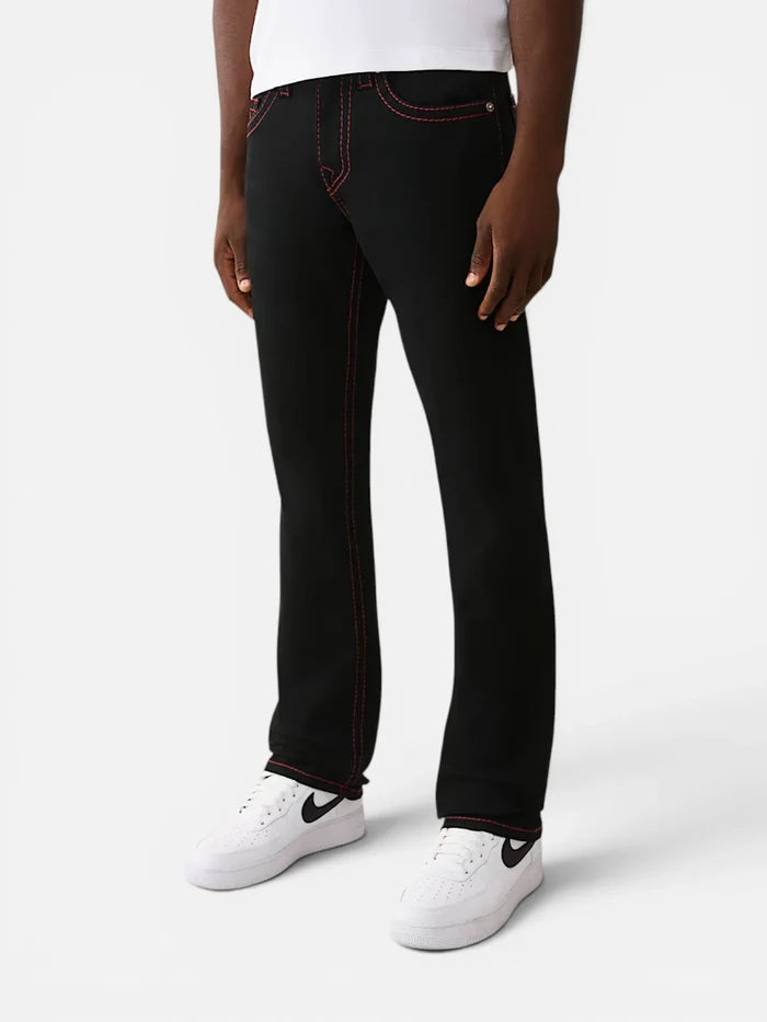Pantalon Jean True Religion Ricky Straight Negro Rojo