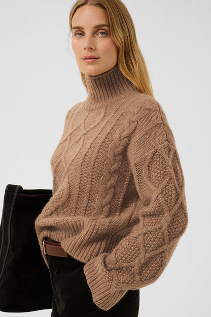 Part Two ChannaPW Jumper Medium Brown Melange 30310840 cable knit by Part Two. Shop Part Two at Dotique