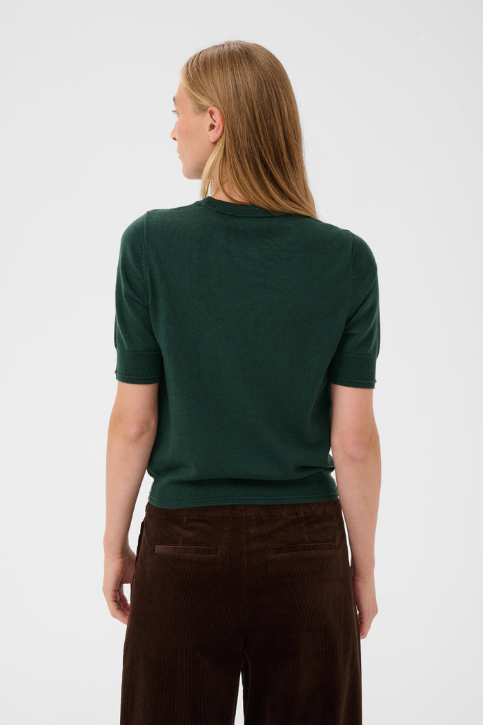 Part Two Natanya PW Short Sleeve Wool Pullover Dark Green 30309791 194906 back view Shop Part Two at Dotique