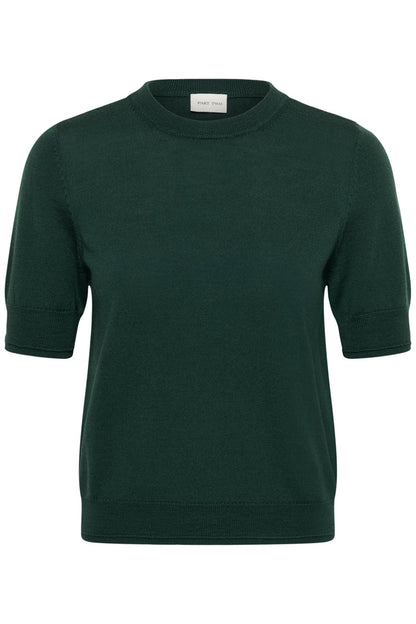 Part Two Natanya PW Short Sleeve Wool Pullover Dark Green 30309791 194906 front view by Part Two Shop Part Two at Dotique