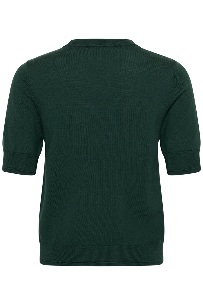 Part Two Natanya PW Short Sleeve Wool Pullover Dark Green 30309791 194906 back view by Part Two Shop Part Two at Dotique