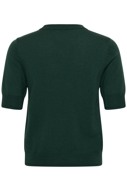 Part Two Natanya PW Short Sleeve Wool Pullover Dark Green 30309791 194906 back view by Part Two Shop Part Two at Dotique