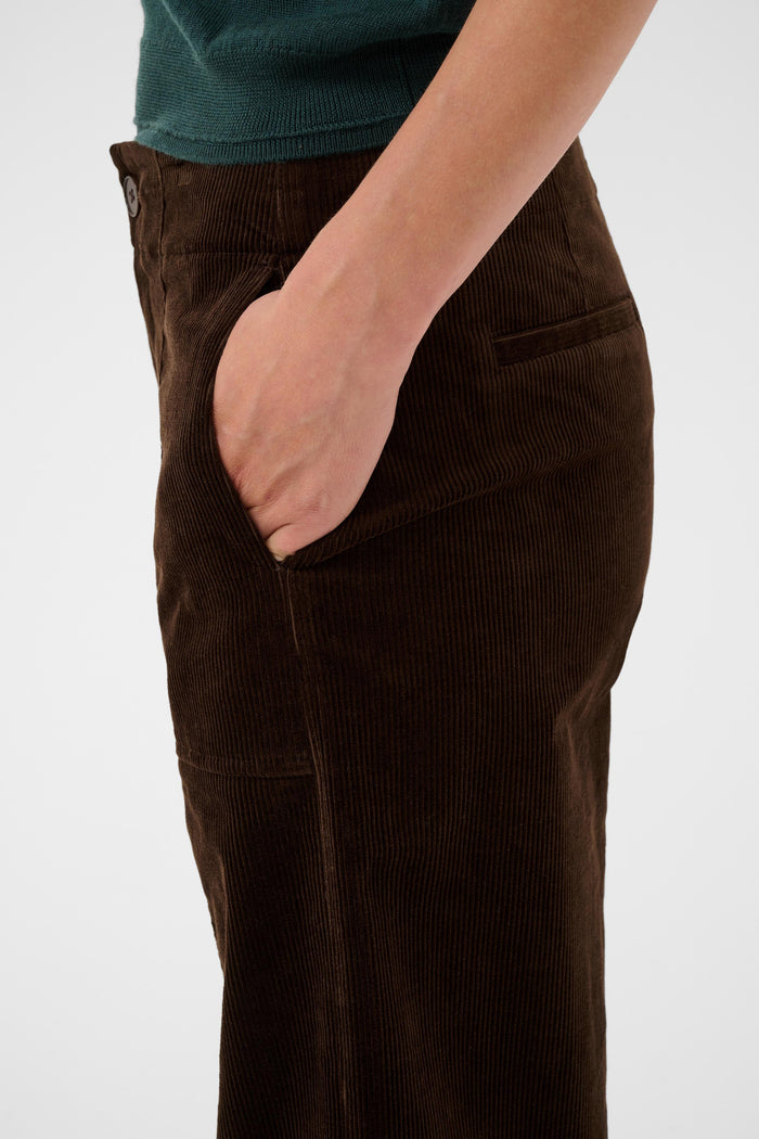 Part Two NettaPW Pants Mole 30310895 191106 brown corduroy trousers side view by Part Two Shop Part Two at Dotique
