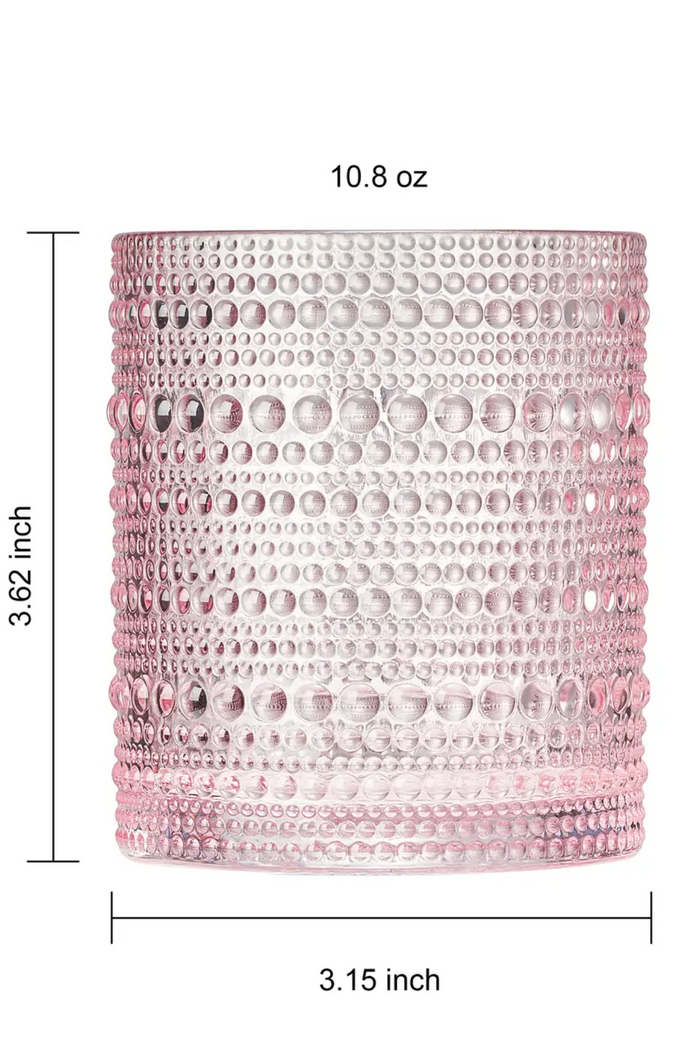 Pink Hobnail Lowball Tumbler Glass