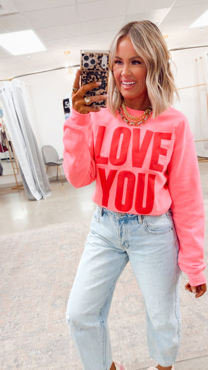 Pink Love You Puff Sweatshirt