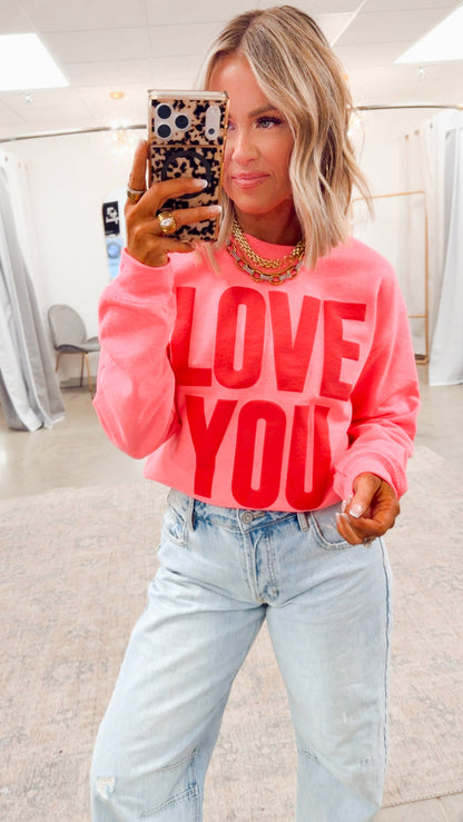 Pink Love You Puff Sweatshirt