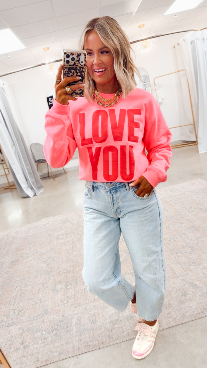 Pink Love You Puff Sweatshirt