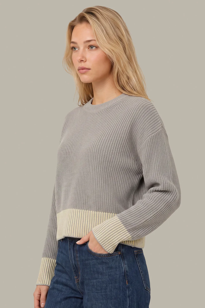 Plaited Rib Pullover, Grey Pearl Combo