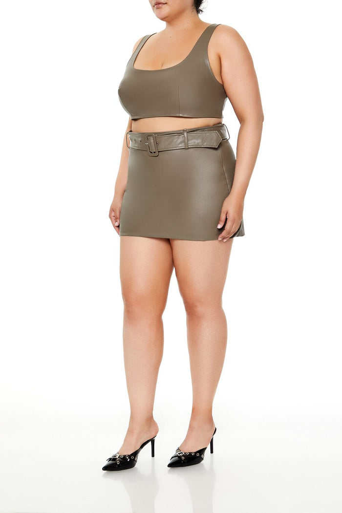 Plus Size Belted Mini Skirt