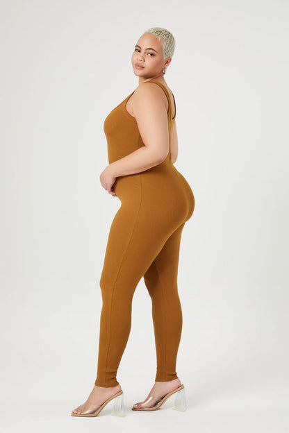 Plus Size Ribbed Knit Tank Jumpsuit