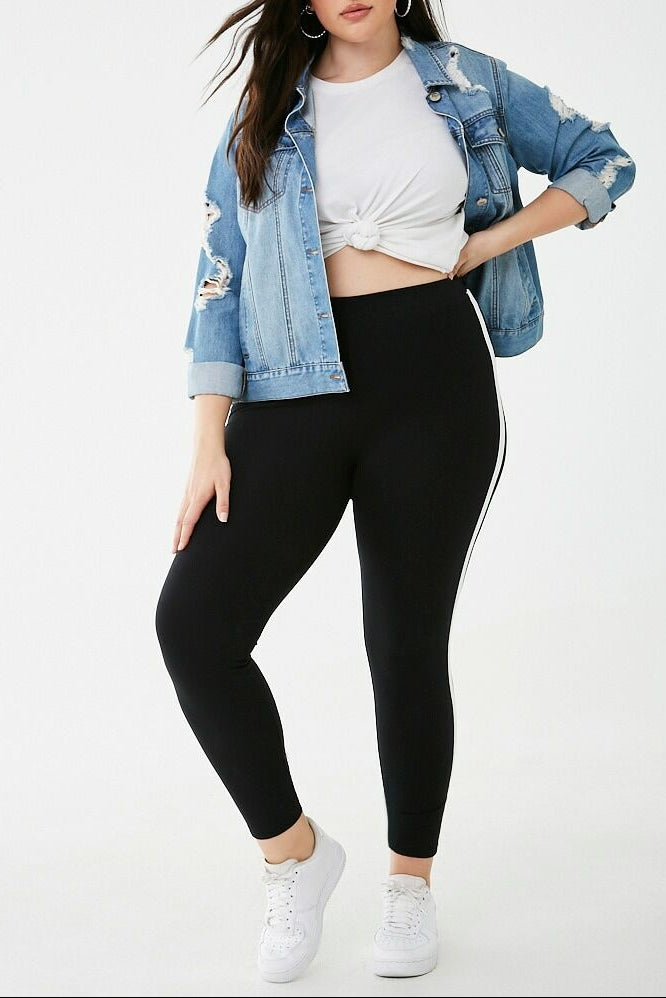 Plus Size Striped-Trim Leggings