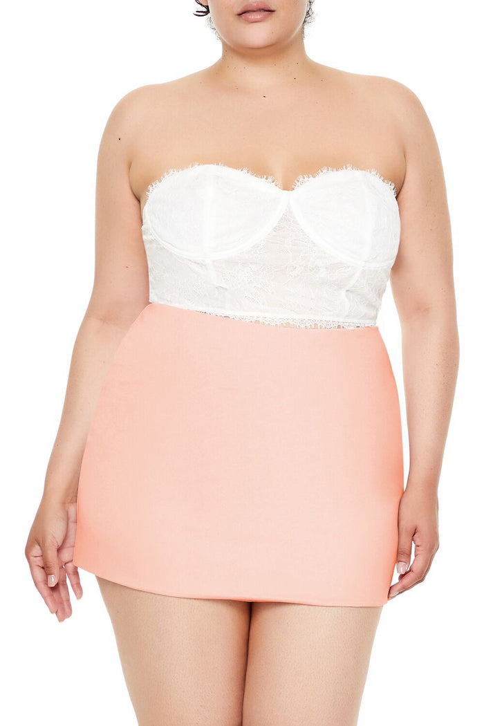 Plus Size Twill Mini Skirt