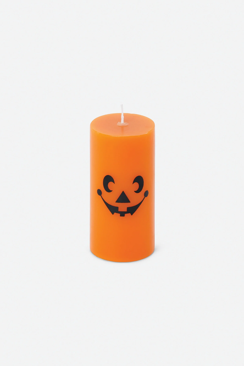 Pumpkin Face Pillar Candle