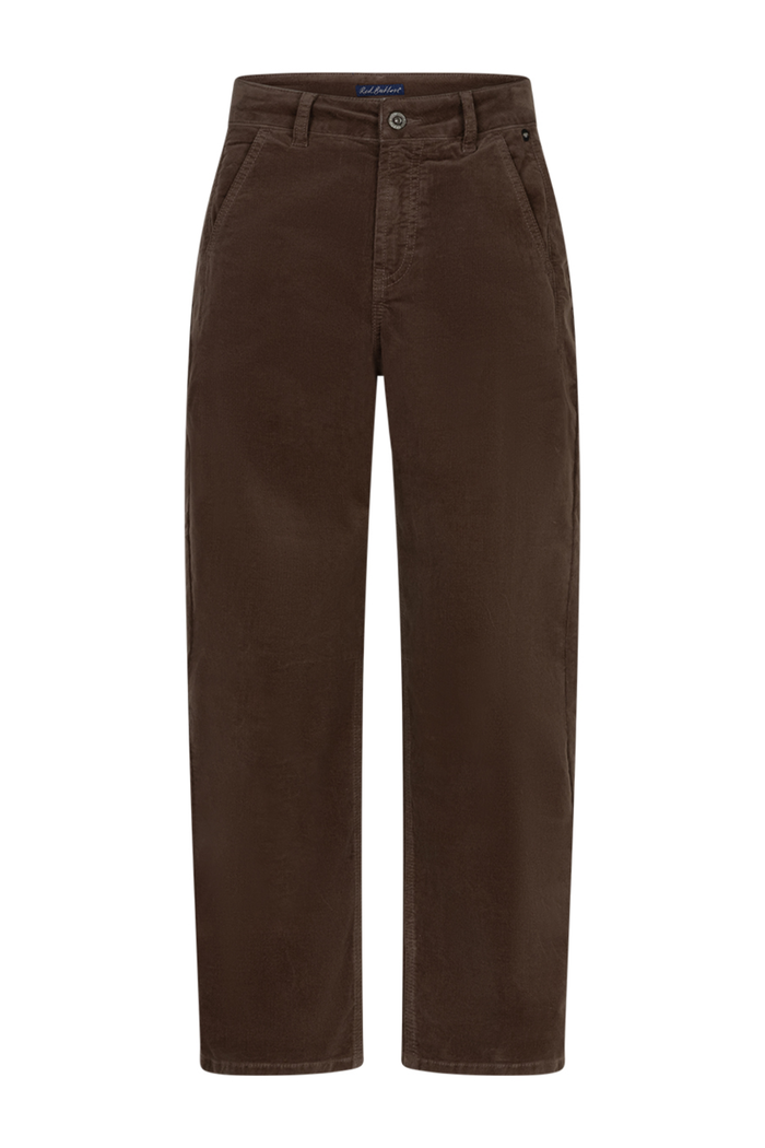 Red Button SRB5021 Caitlina 19w Fine Cord Trousers L30 Mud front view Shop Red Button at Dotique