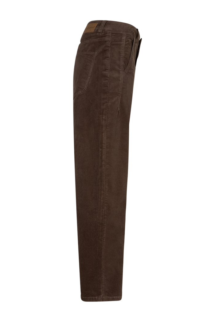 Red Button SRB5021 Caitlina 19w Fine Cord Trousers L30 Mud side view Shop Red Button at Dotique