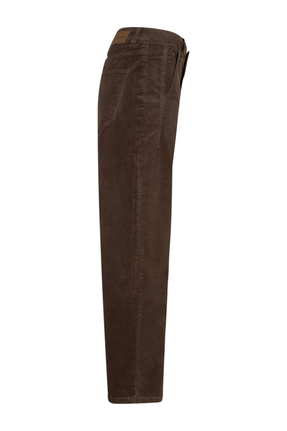 Red Button SRB5021 Caitlina 19w Fine Cord Trousers L30 Mud side view Shop Red Button at Dotique