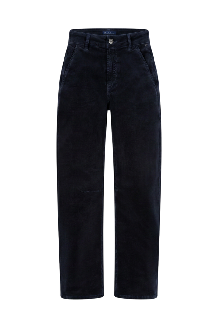 Red Button SRB5021 Caitlina 19w Fine Cord Trousers L30 Navy front view Shop Red Button at Dotique