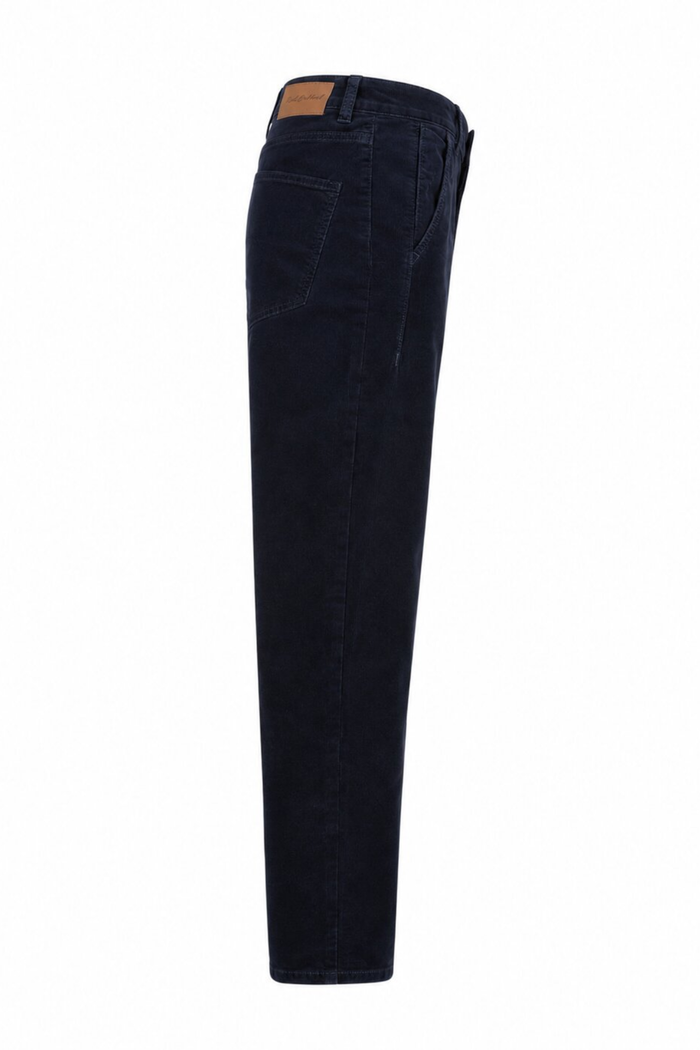 Red Button SRB5021 Caitlina 19w Fine Cord Trousers L30 Navy side view Shop Red Button at Dotique