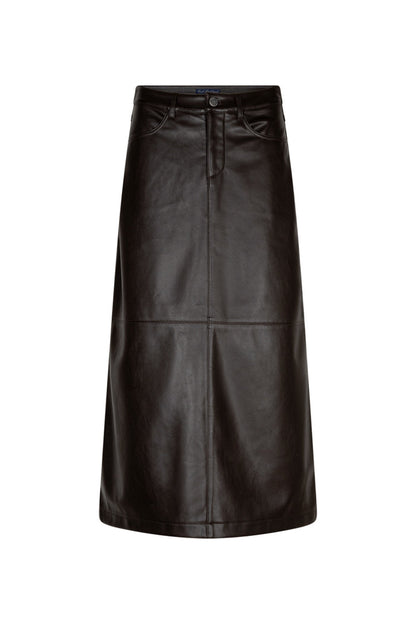 Red Button SRB5078 Alina Faux Leather Skirt Espresso front view Shop Red Button at Dotique