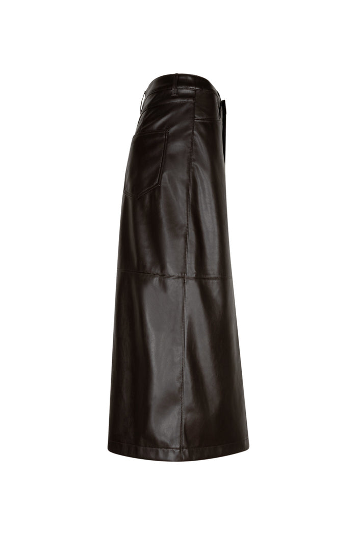 Red Button SRB5078 Alina Faux Leather Skirt Espresso long skirt Shop Red Button at Dotique