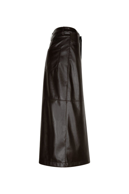 Red Button SRB5078 Alina Faux Leather Skirt Espresso long skirt Shop Red Button at Dotique