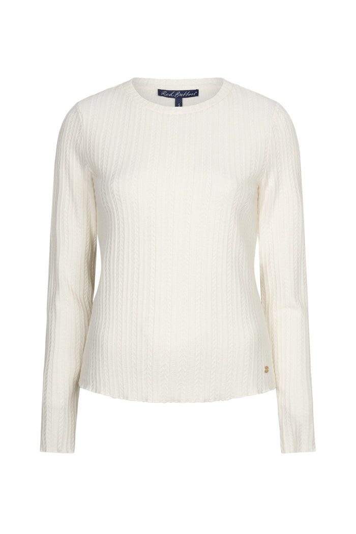 Red Button SRB5162 Top Fine Knit Off White-Ecru front view Shop Red Button at Dotique