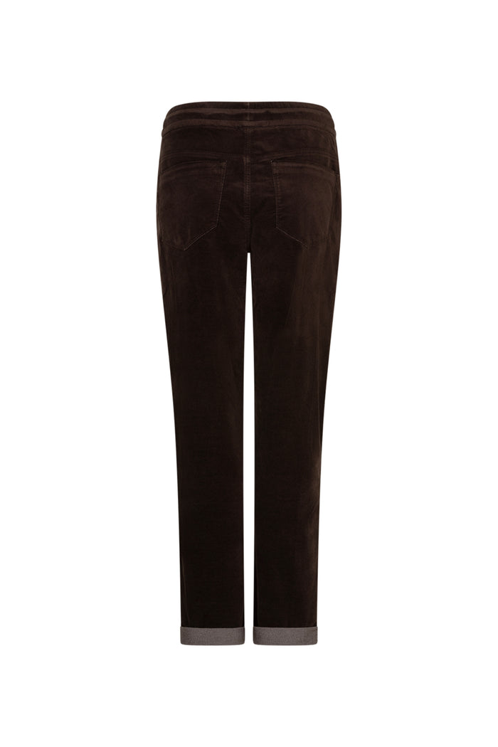 Red Button SRB5163 Stella Velvet Trousers Espresso velvet trousers front view Shop Red Button at Dotique