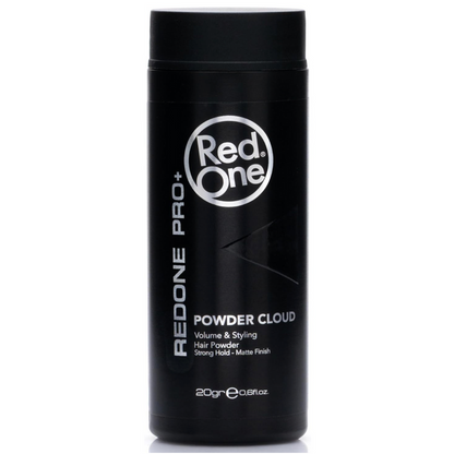 Red One Pro+ Powder Cloud Volume & Styling Hair Powder 20g in a black container, delivering strong hold, instant volume, texture, and a matte finish for all hair types.