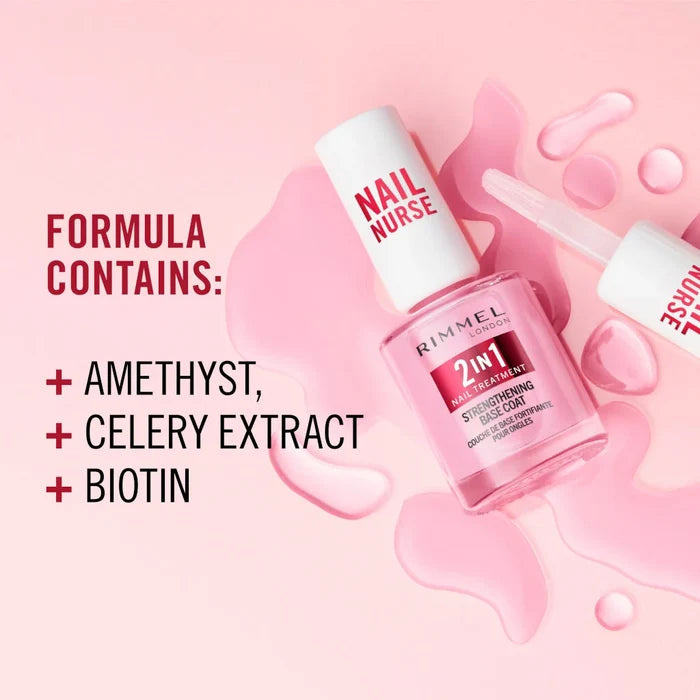 Rimmel London Nail Nurse 2 In 1 Strengthening Base Coat 12ml