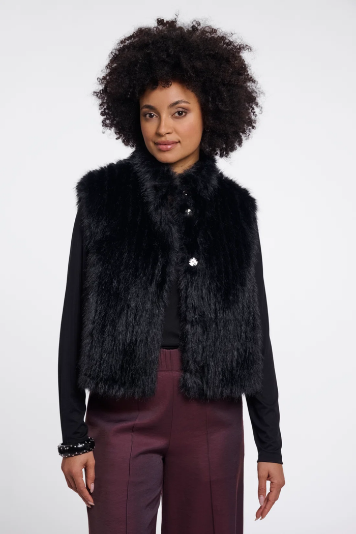 Rino & Pelle Dava Waistcoat Black 7002611 on model. Shop Rino & Pelle at Dotique