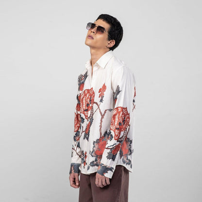 Roseplant Holiday shirts Men - White Available in Cotton and Linen - Naymish Designs
