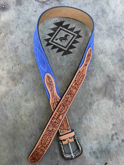 Royal Blue Suede & Tooled Belt