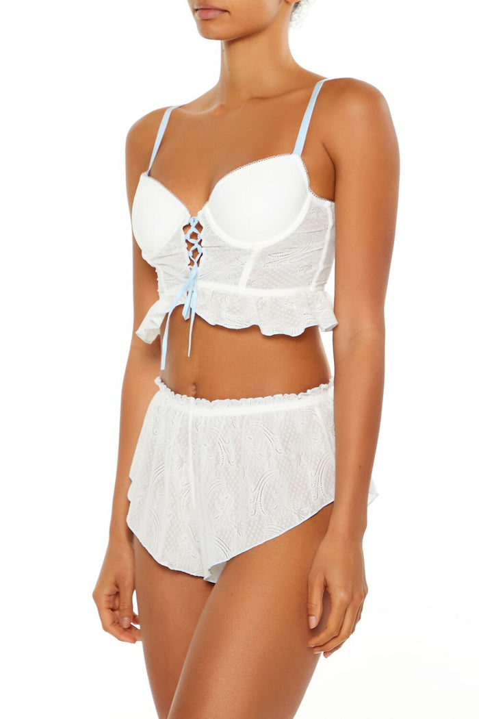 Ruffle Lace-Up Lingerie Corset Cami